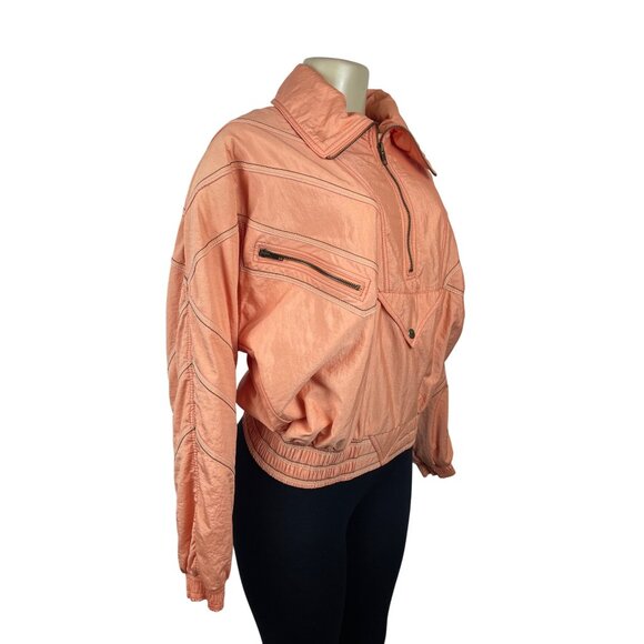 Vintage 90s Ellesse Women's Orange Windbreaker Ski Jacket w Zip & Snap Sz S - Picture 2 of 9